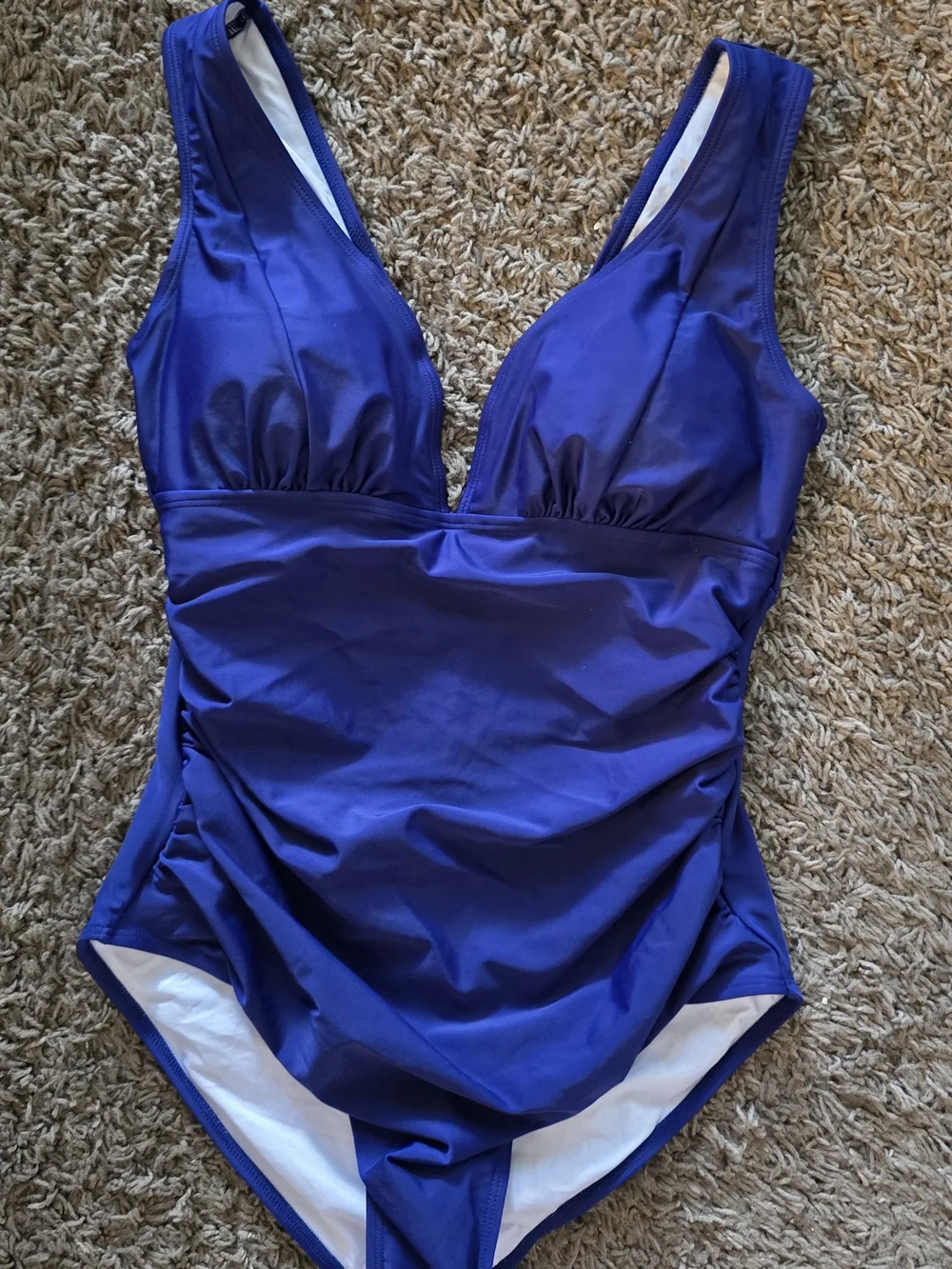 Eomenie. Deep V One-Piece Swimsuit in Navy. Size Medium. NWOT.